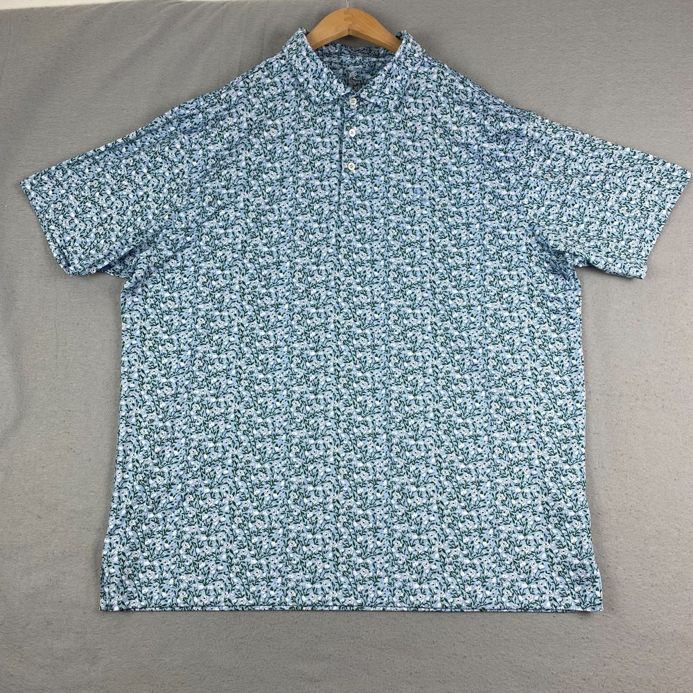Rhoback Polo Shirt Mens 2XL Spring floral Print Performance Golf Stretch Masters - Picture 2 of 16